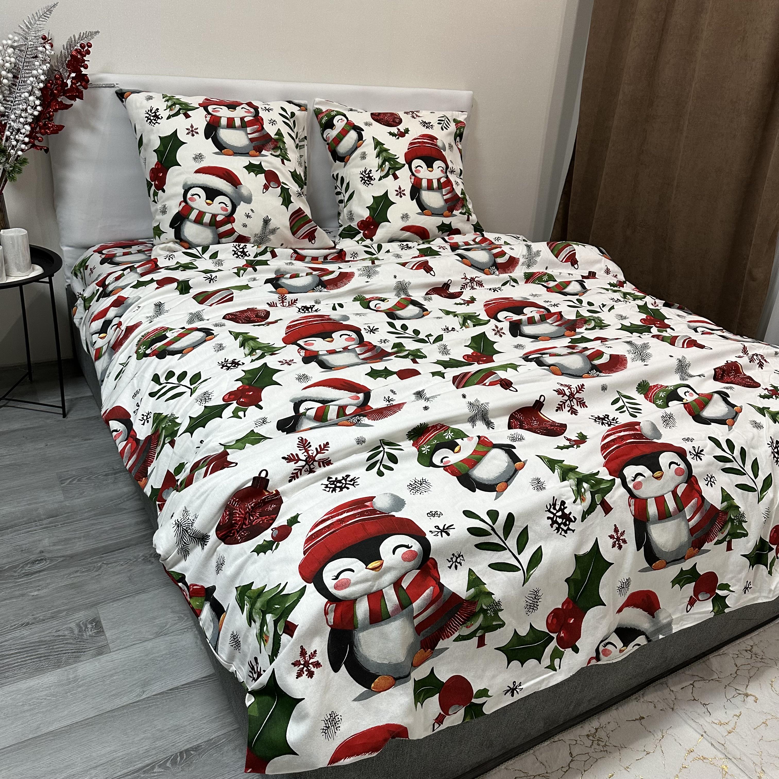 Комплект постільної білизни байкова Зимовий євро Білий (байка 7-3) - фото 9