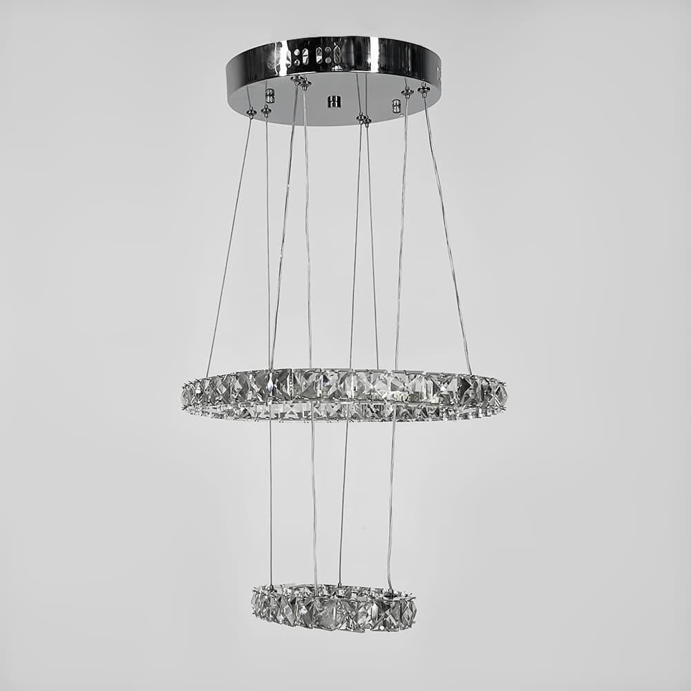 Люстра элегантная хрустальная на 2 овальных яруса 50/30 см (T C 8186 600+400)