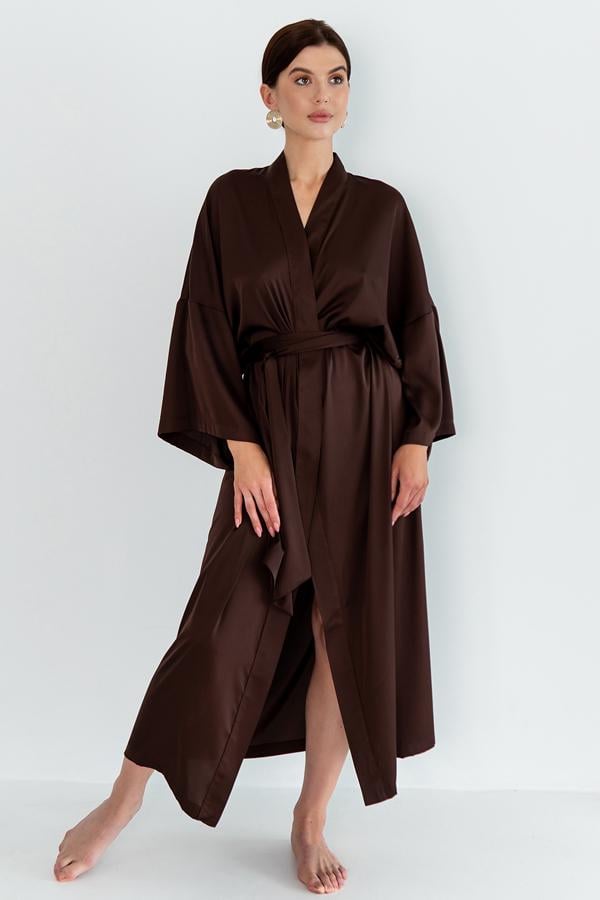 Халат шелковый Forli длинный OS Coffee (SH0035-08-04)
