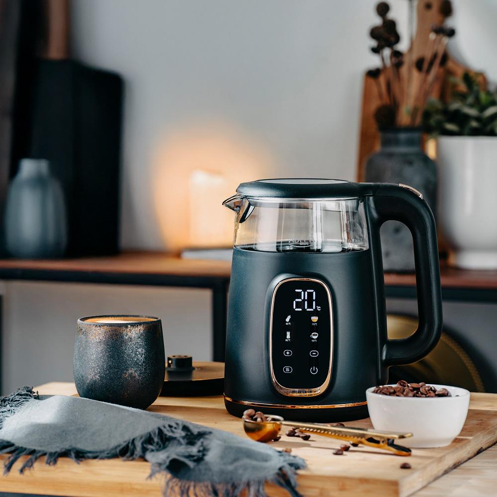 Электрочайник Adler AD 1305 пластик/стекло дисплей/регулятор температуры 1,7 л Black/Gold (27224664) - фото 13