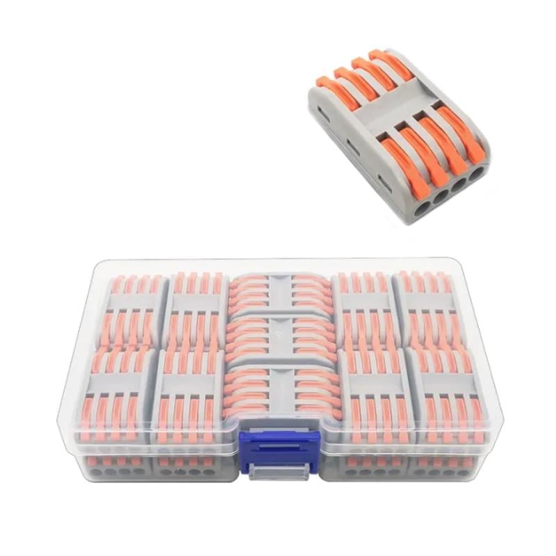 Набор клемм Tactix 0,08-4 мм2 32А 4х1-4х1 проходная одинарная 40х24х14,5 мм 22 шт. Оранжевый (CT424-22box)