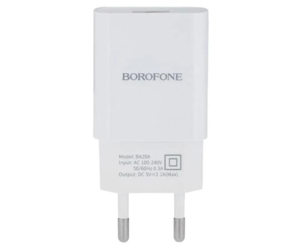 Устройство сетевое зарядное для Borofone BA20A Sharp без кабеля 2,1 A White