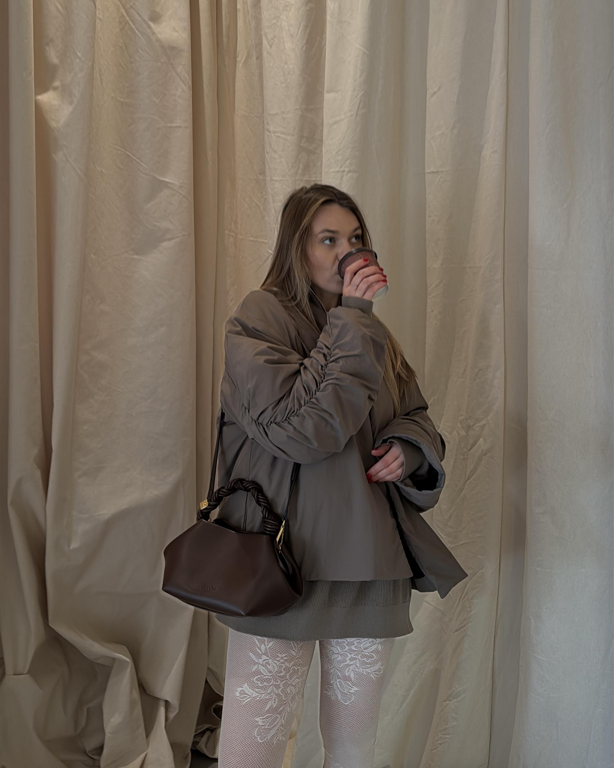 Куртка женская демисезонная ZF Inspire 1013 на запах с поясом и широкими рукавами S-М Коричневый (1013-Кор-S-М)