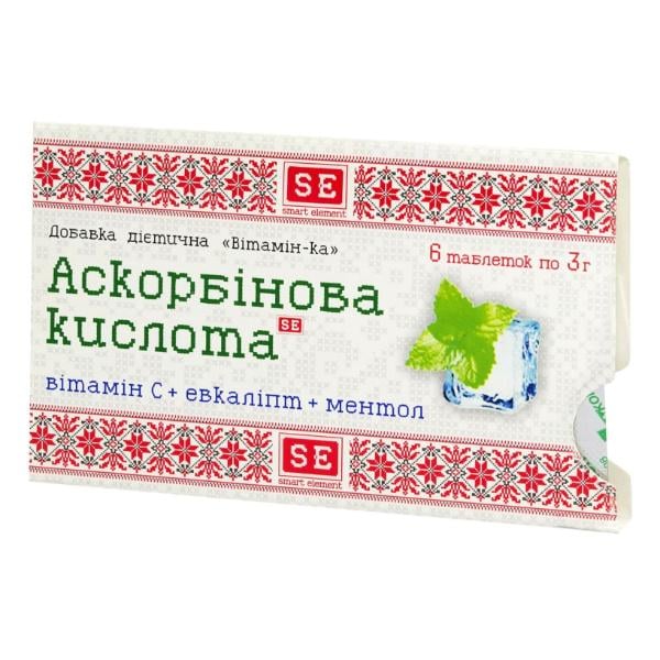 Витамин C Farmakom Витамин-ка Аскорбиновая кислота Витамин С + Эвкалипт + Ментол 6 таб. Эвкалипт-Ментол (000027547)