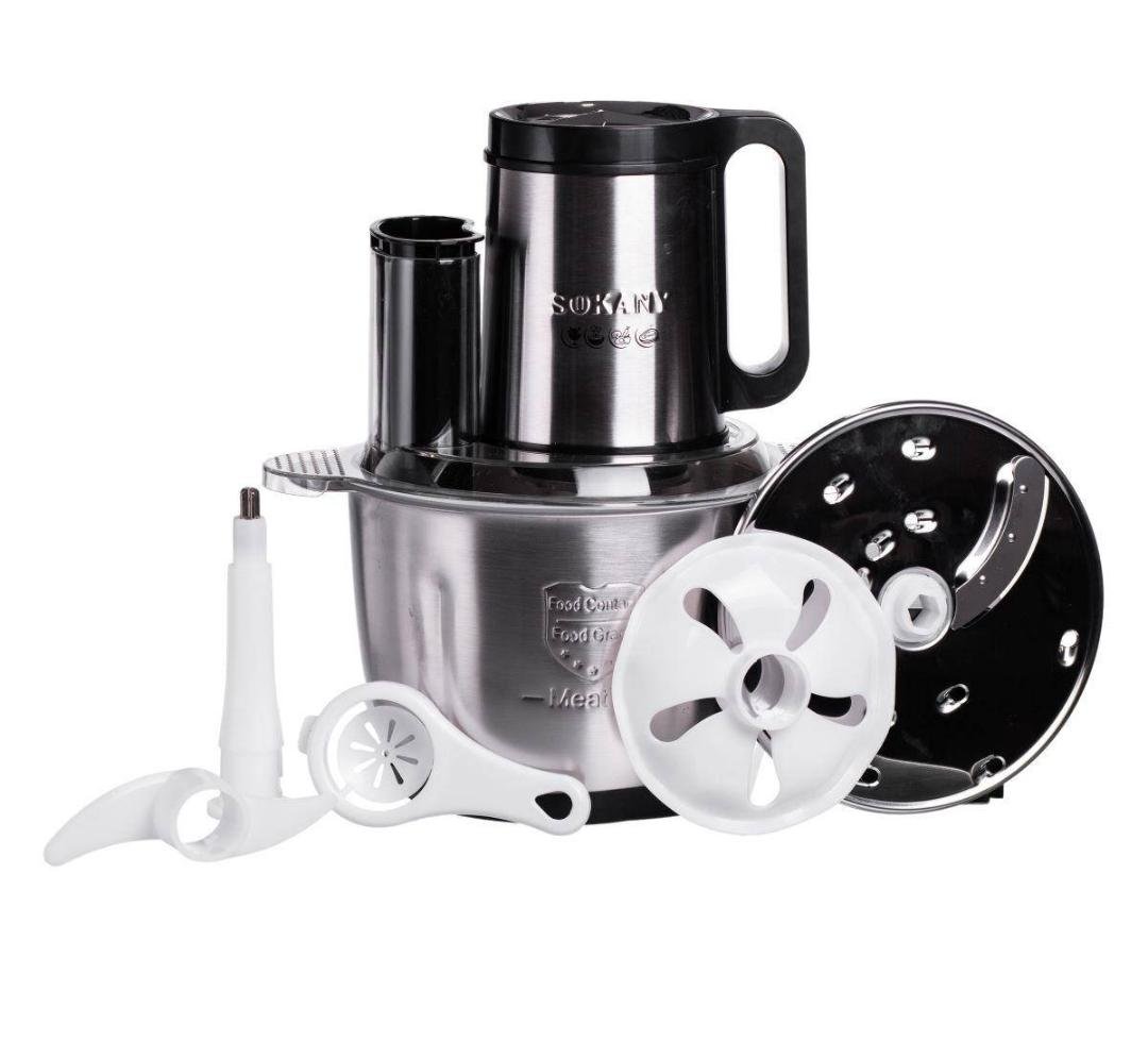 Измельчитель кухонный Sokany SK-06019 6в1 с чашей из нержавеющей стали 800 Вт 3 л Стальной (SK-06019)