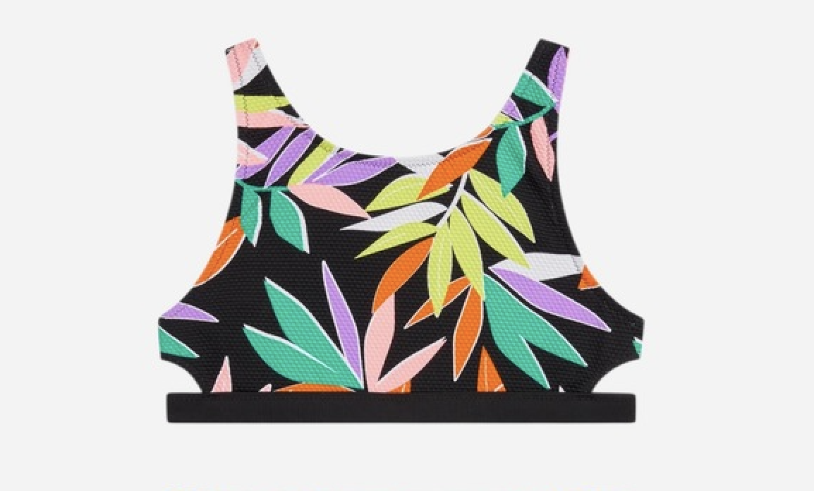 Купальный топ C&A 918766 Цветы 170-176 см Черный