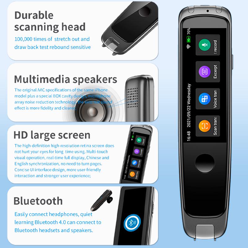 Переводчик ручка-сканер голосовой S9 онлайн/офлайн перевод 116 языков 1200 mAh WI-FI/Bluetooth (2000996182795) - фото 9