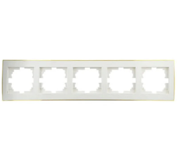 Рамка пятиместная Lezard Rain с боковой вставкой Белый/Золотой (26440157)