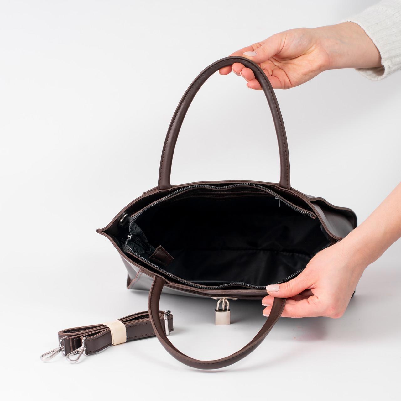 Сумка женская тоут XENIA № 24-24 Коричневый - фото 4 Сумка женская тоут XENIA № 24-24 Коричневый - фото 4