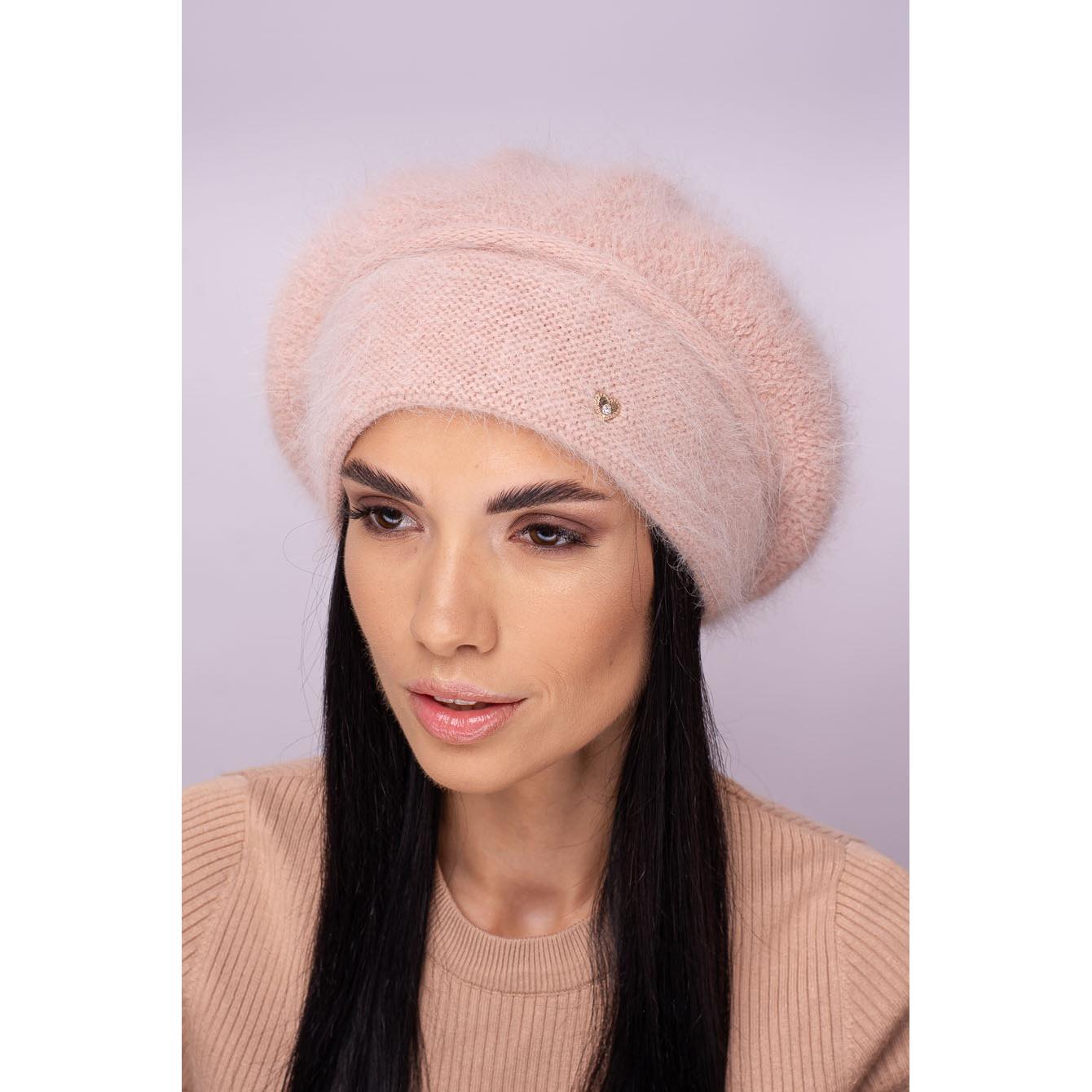 Берет женский двойной ангоровый Leks Жаклин one size Пудра