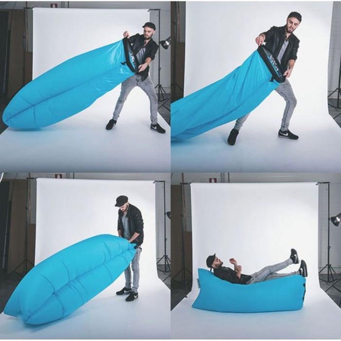 Надувной диван Lamzac двухслойный 200х60 см Голубой (46075) - фото 2 Надувной диван Lamzac двухслойный 200х60 см Голубой (46075) - фото 2