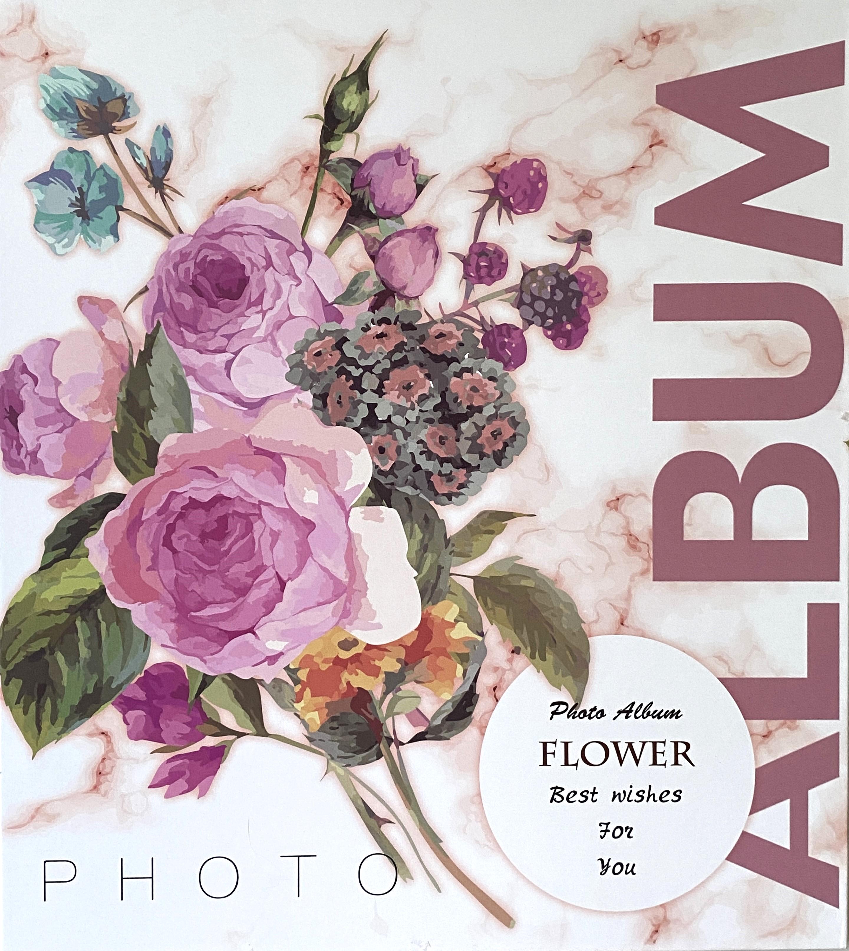 Фотоальбом Цветы с золотым контуром Mega большой в подарочной коробке на 500 фото 10х15 см (010005)