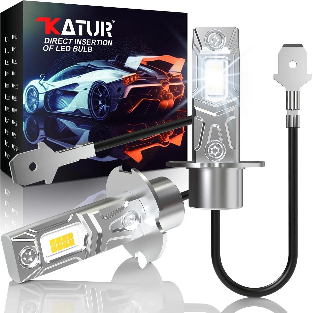Автомобильные LED-лампы H3 KaTur 90 Вт 10000 Лм 6000К с пассивным охлаждением для ПТФ (S109IY)