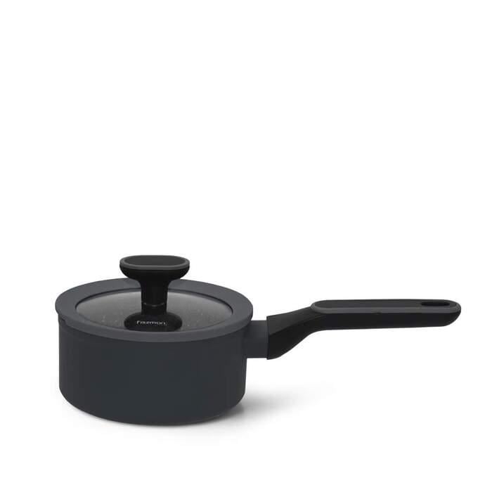 Ковш Fissman LAURA 16x7,9 см 1,4 л со стеклянной крышкой и антипригарным покрытием (14475)