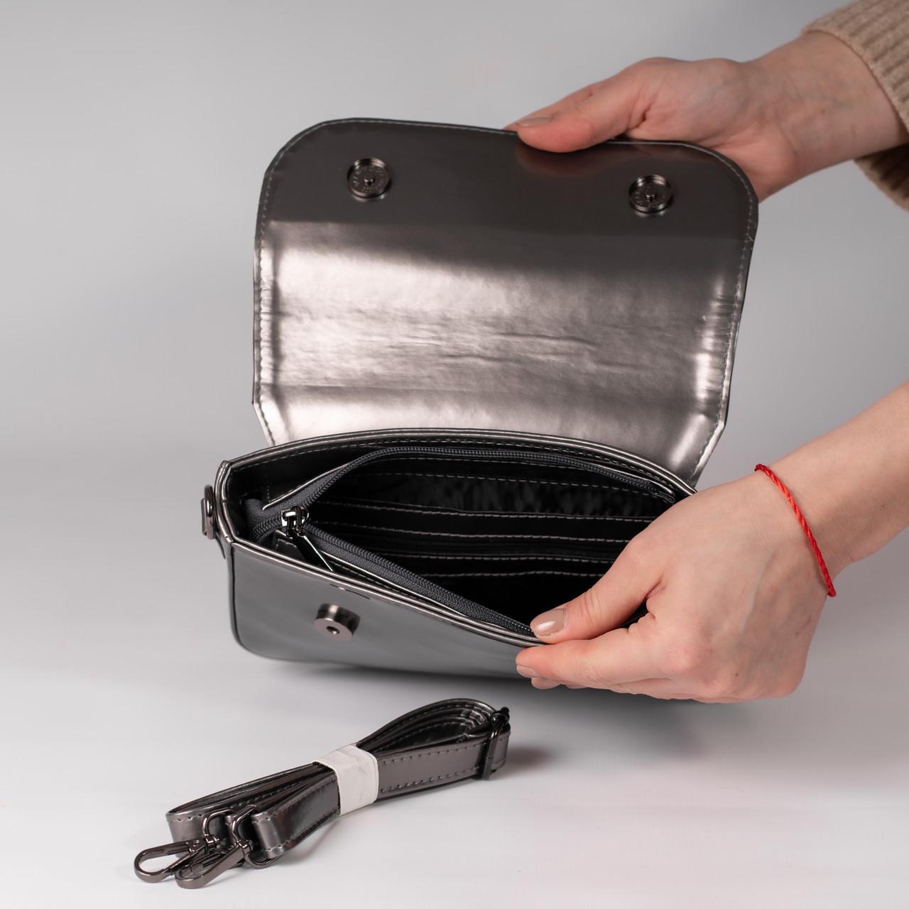 Сумка женская багет XENIA № 07-24 Серебристый - фото 2 Сумка женская багет XENIA № 07-24 Серебристый - фото 2