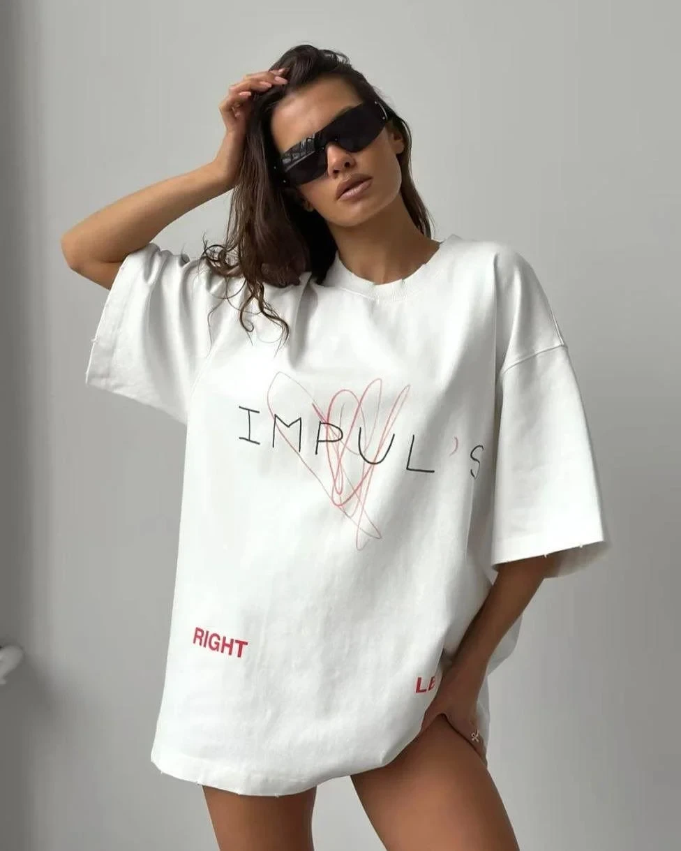 Футболка женская с принтом Pin-000-304 повседневная XL Белый (2664085702)