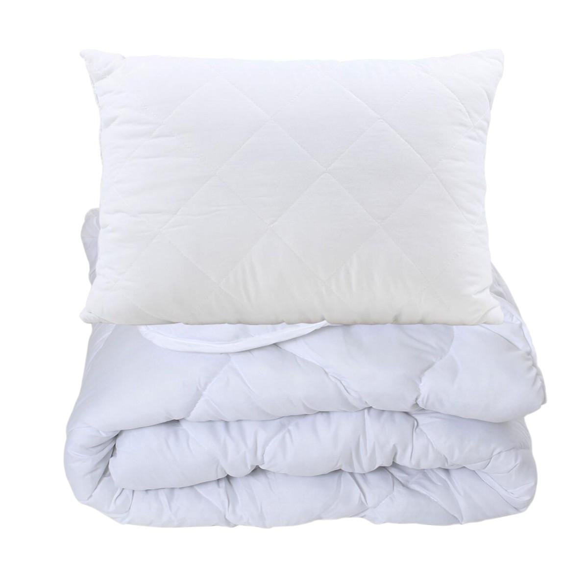 Набор одеяло зимнее антиаллергенное волокно и подушка 50х70 см полуторное 145х210 см Белый