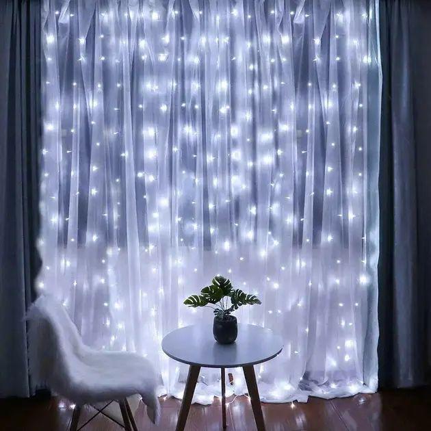 Гирлянда Штора Xmas 200 LED 3х2 м USB белая с низким энергопотреблением (opt-15204) Гирлянда Штора Xmas 200 LED 3х2 м USB белая с низким энергопотреблением (opt-15204)