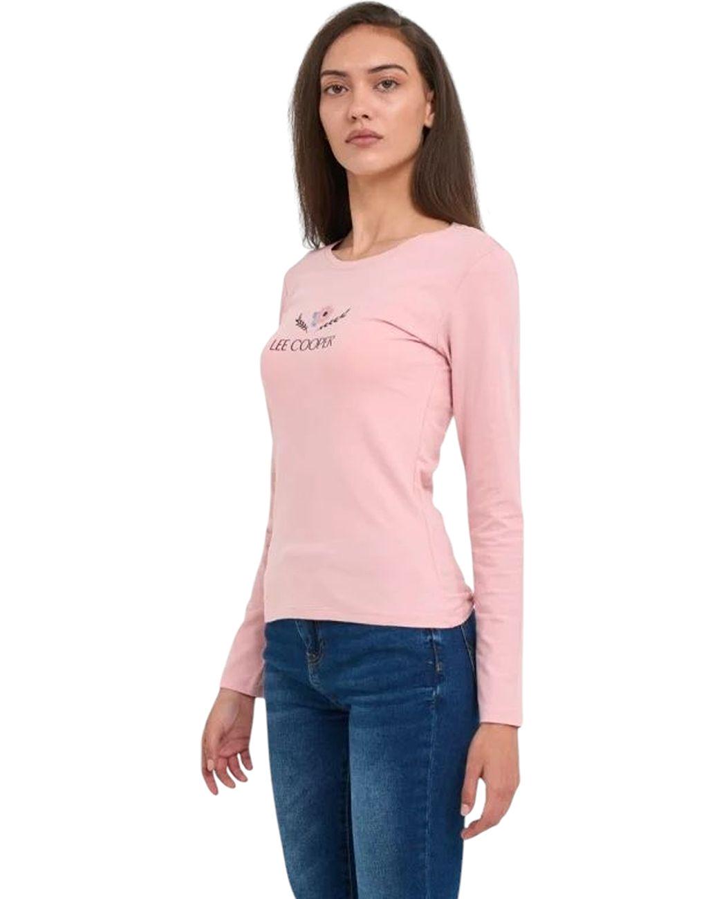 Футболка жіноча Lee Cooper 20196176.PA2 з довгим рукавом L Рожевий (5942723123145) - фото 6