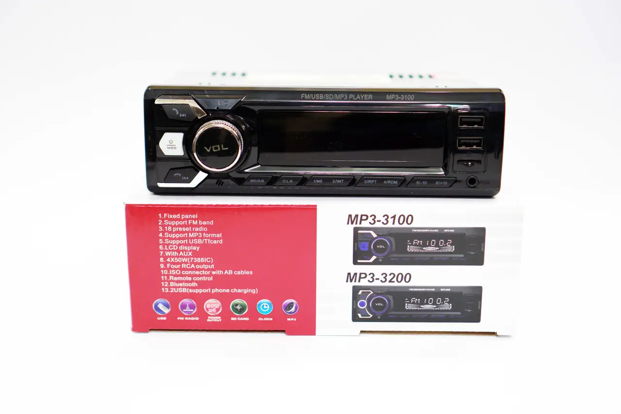 Автомагнитола 3100 2xUSB Bluetooth RGB SD/AUX/FM 4x50W - фото 2