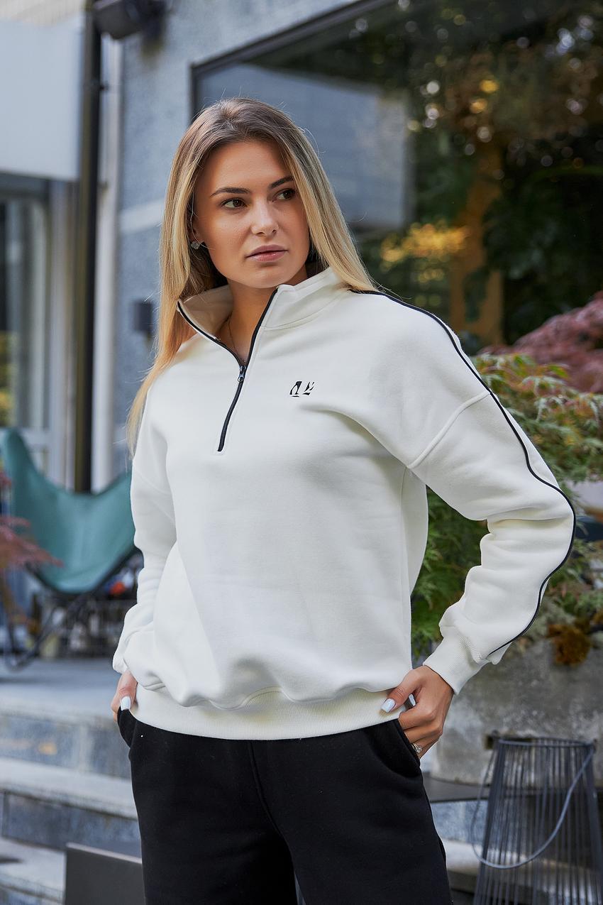 Костюм женский М196.4 с начесом XXL Кремовый/Черный (980-1-64) - фото 4 Костюм женский М196.4 с начесом XXL Кремовый/Черный (980-1-64) - фото 4