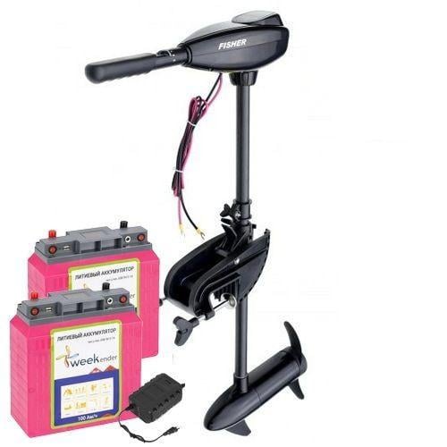 Электромотор для лодки Fisher 86 lbs 24V 100 A/h Li-Ion АКБ 2 шт. и З/У
