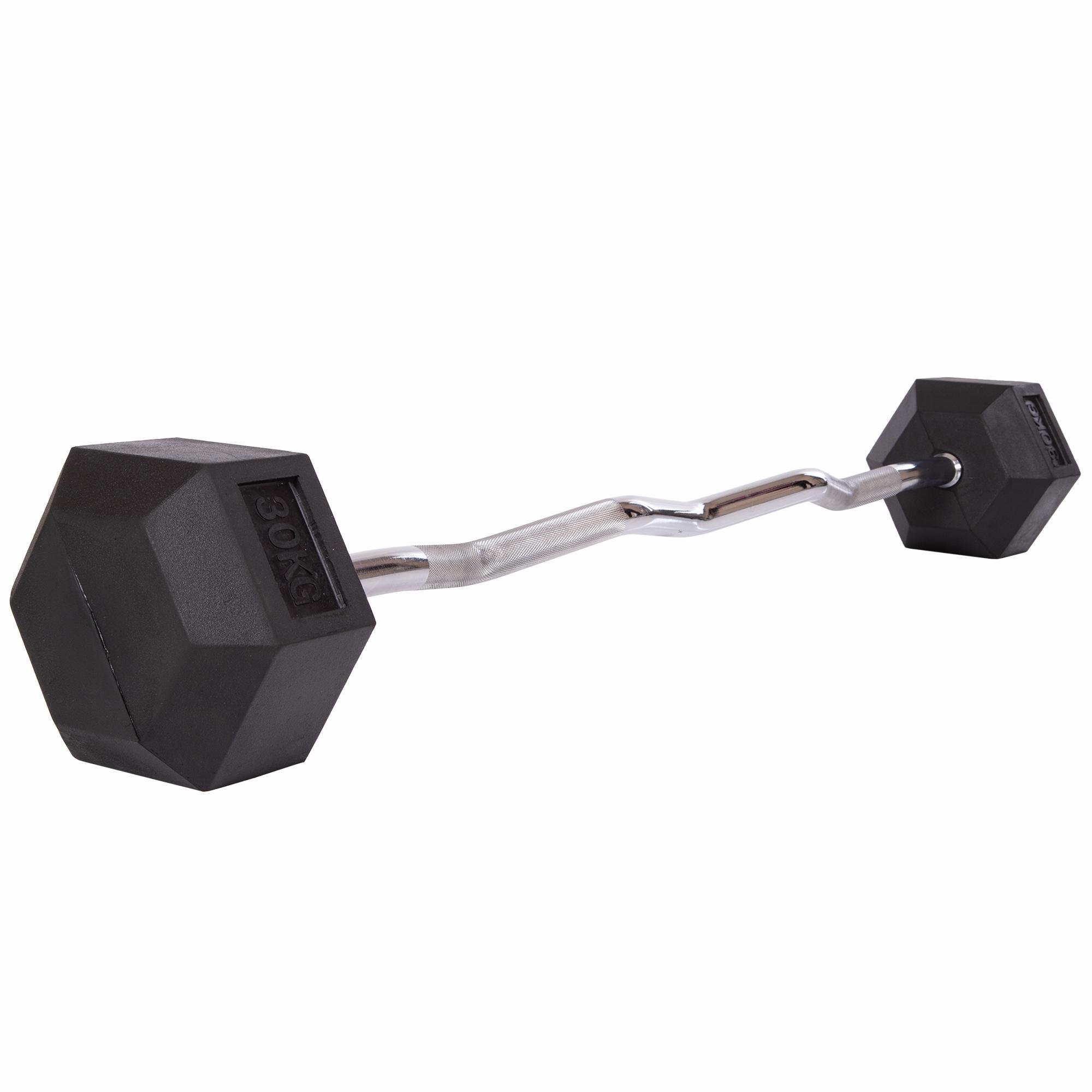 Штанга фиксированная обрезиненная Rubber Hexagon Barbell Zelart TA-6231-30 95 см 30 кг (DR002555)