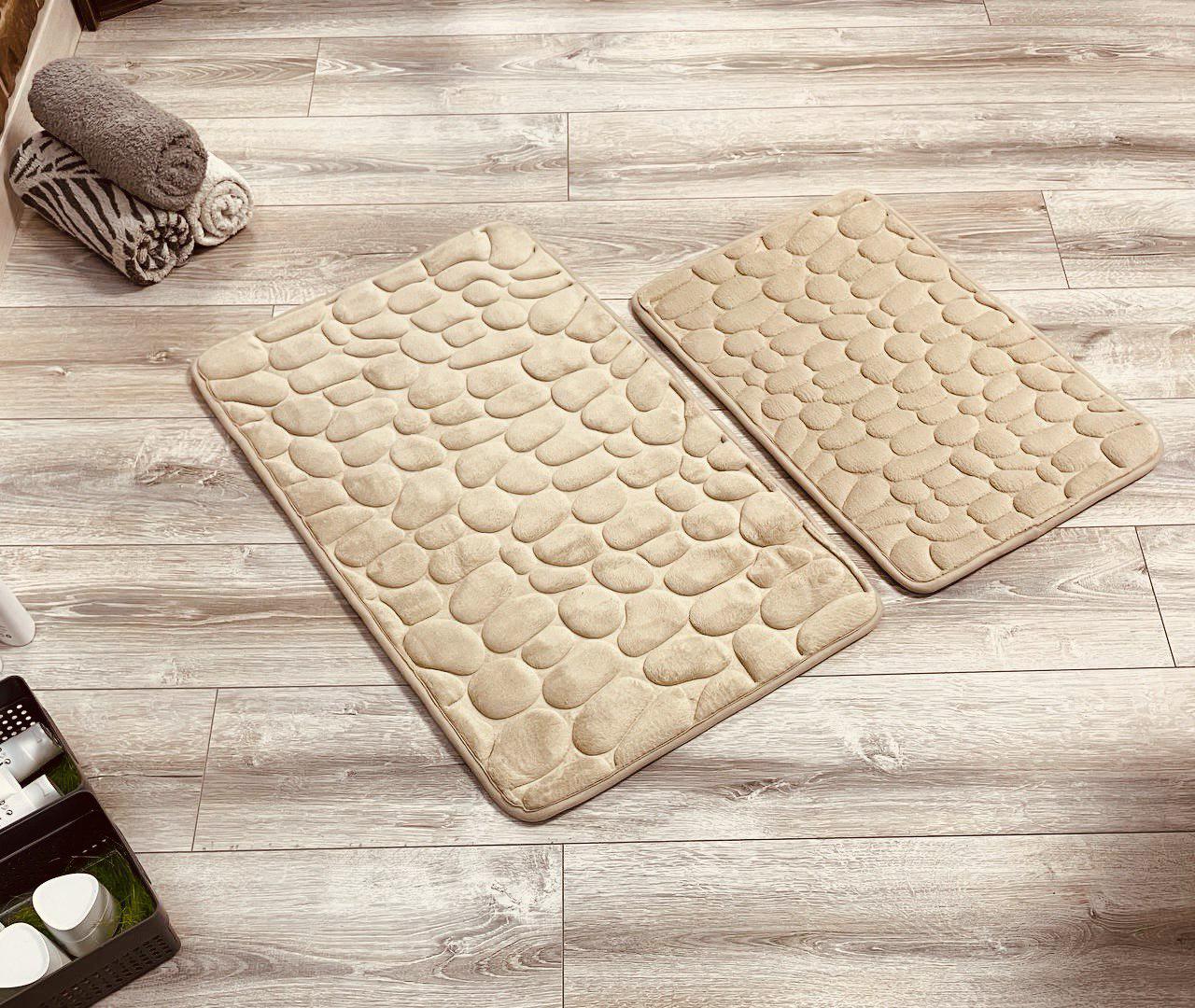 Набор ковриков в ванную и туалет Stone Premium Memory Foam 2в1 80х50/60х40 см Бежевый (NKPS0005) - фото 6 Набор ковриков в ванную и туалет Stone Premium Memory Foam 2в1 80х50/60х40 см Бежевый (NKPS0005) - фото 6