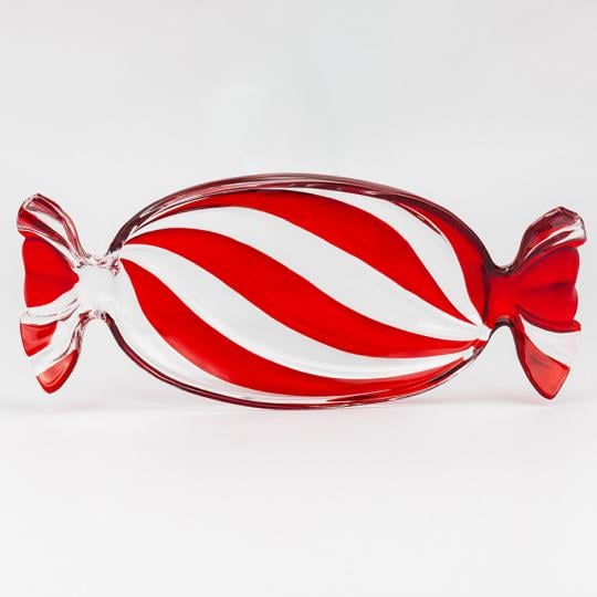 Блюдо стеклянное для десертов Карамелька 34,5 см Красный (40178)