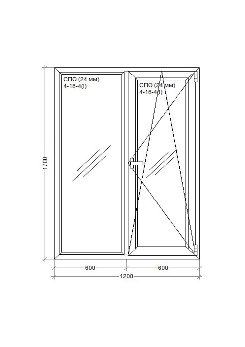 Окно металлопластиковое WDS 5S поворотно-откидное (1200х1700 мм) - фото 2