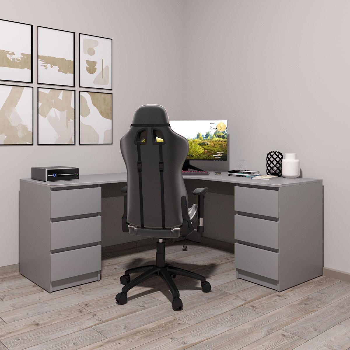 Письмовий стіл кутовий Mebellini Леон 1400/1400х750х600 мм Алюміній (арт.SKEP1000-119) - фото 1 Письмовий стіл кутовий Mebellini Леон 1400/1400х750х600 мм Алюміній (арт.SKEP1000-119) - фото 1