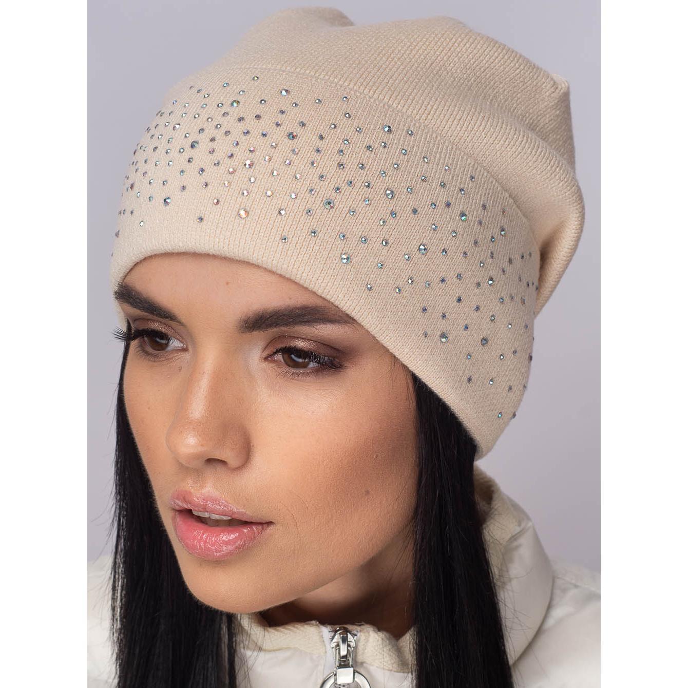 Шапка женская шерстяная Leks Лакшери one size Жемчуг
