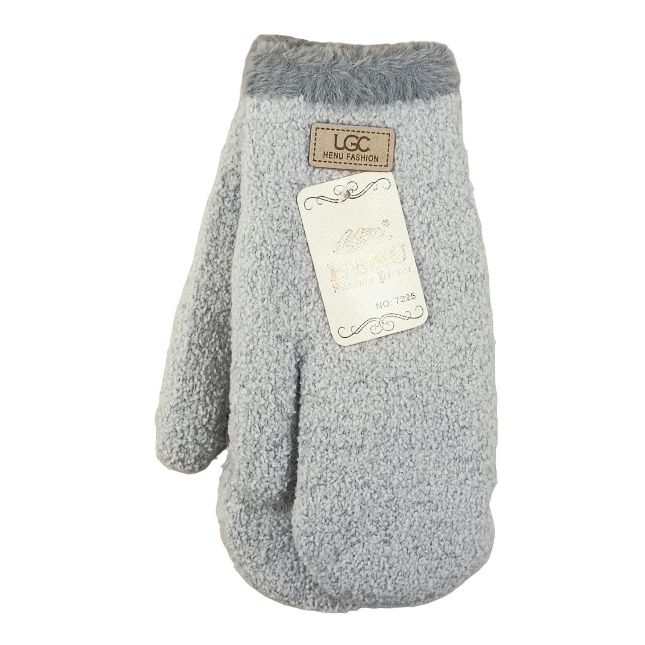 Перчатки женские Тедди с мехом M-L Серый (47093)