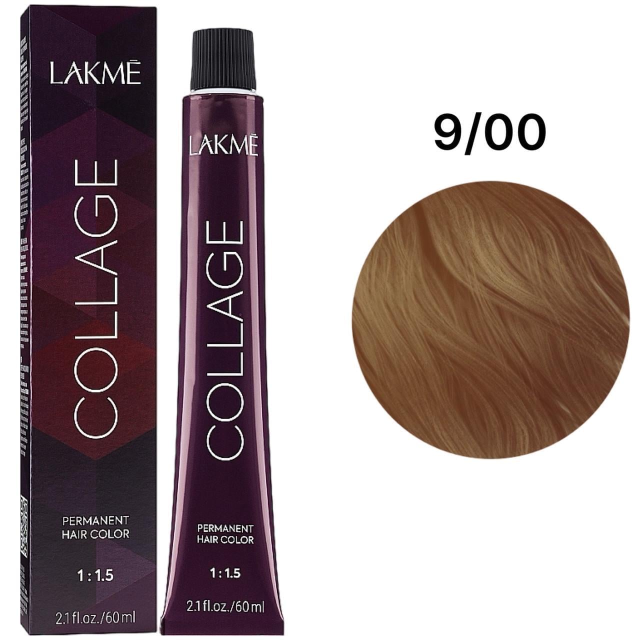 Краска для волос стойка Lakme Collage Creme Hair Color 9/00 Очень светлый натуральный блондин 60 мл