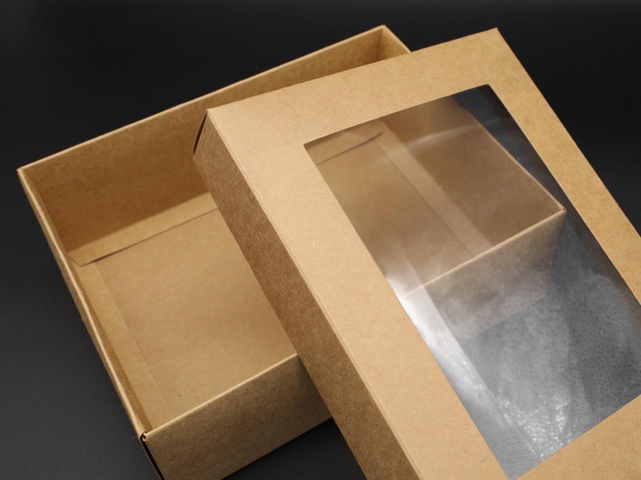 Коробка подарочная сборная с окошком на крышке 22х17х7,5 см Крафт (OA-4) - фото 3 Коробка подарочная сборная с окошком на крышке 22х17х7,5 см Крафт (OA-4) - фото 3