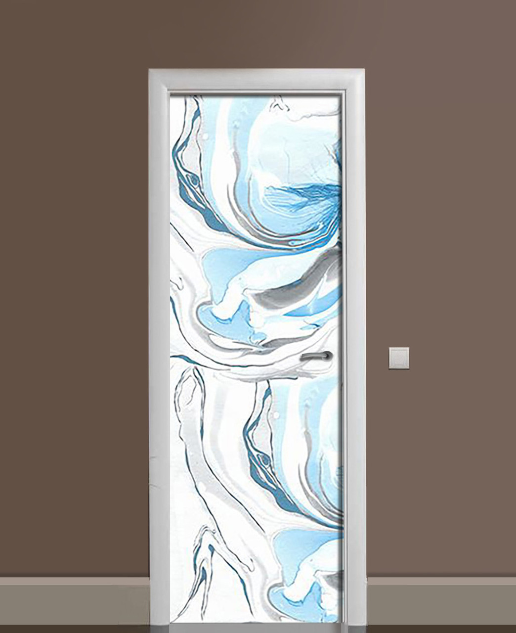 Наклейка 3D на двери Zatarga Волны виниловая 650х2000 мм Бирюзовый (1323455144)