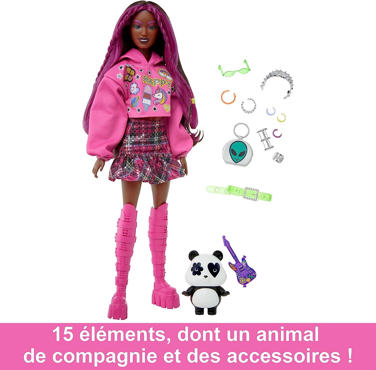 ᐉ Кукла Barbie Extra Doll Pink-Streaked Brunette Hair with Pet