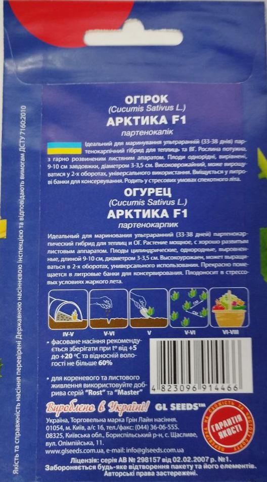 Семена огурец For Hobby GL Seeds Арктика партенокарпик ультраранний самоопыляемый F1 10 шт. (RS-00789) - фото 2 Семена огурец For Hobby GL Seeds Арктика партенокарпик ультраранний самоопыляемый F1 10 шт. (RS-00789) - фото 2