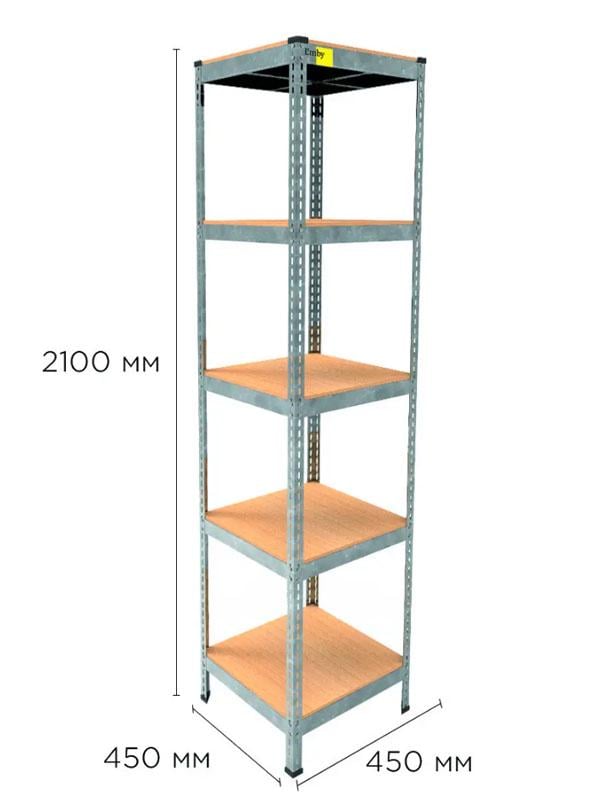 Стелаж металевий поличний MRL-2100 450x450 мм з 5 полицями з навантаженням 500 кг Оцинкований - фото 2