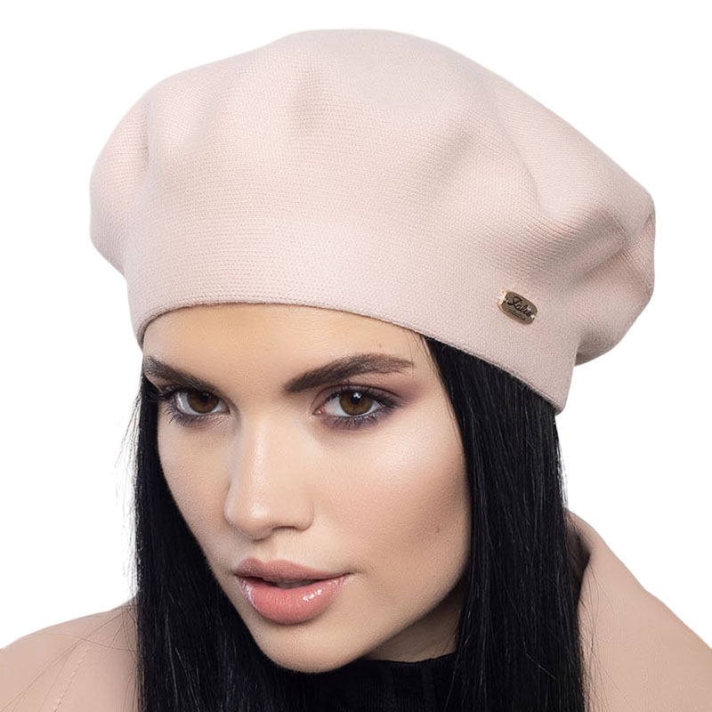 Берет женский Leks Клеопатра двойной шерстяной Пудровый (129035)