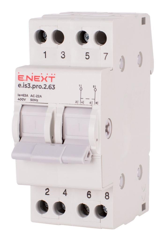 Выключатель-разъединитель E.NEXT e.is3.pro.2.63 1-0-2 2Р 63А трехпозиционный (p008014)