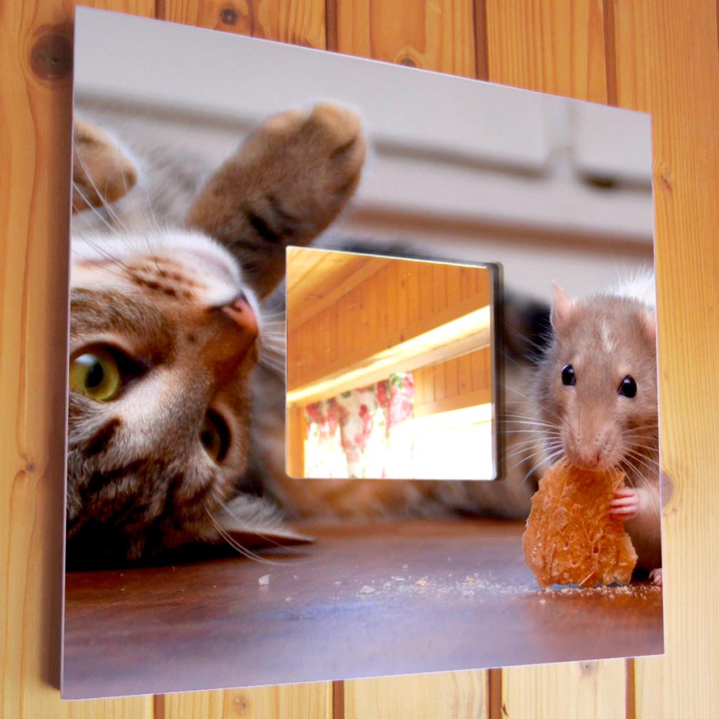 Зеркало декоративное Кот и мышь 260х260 мм (M03898)