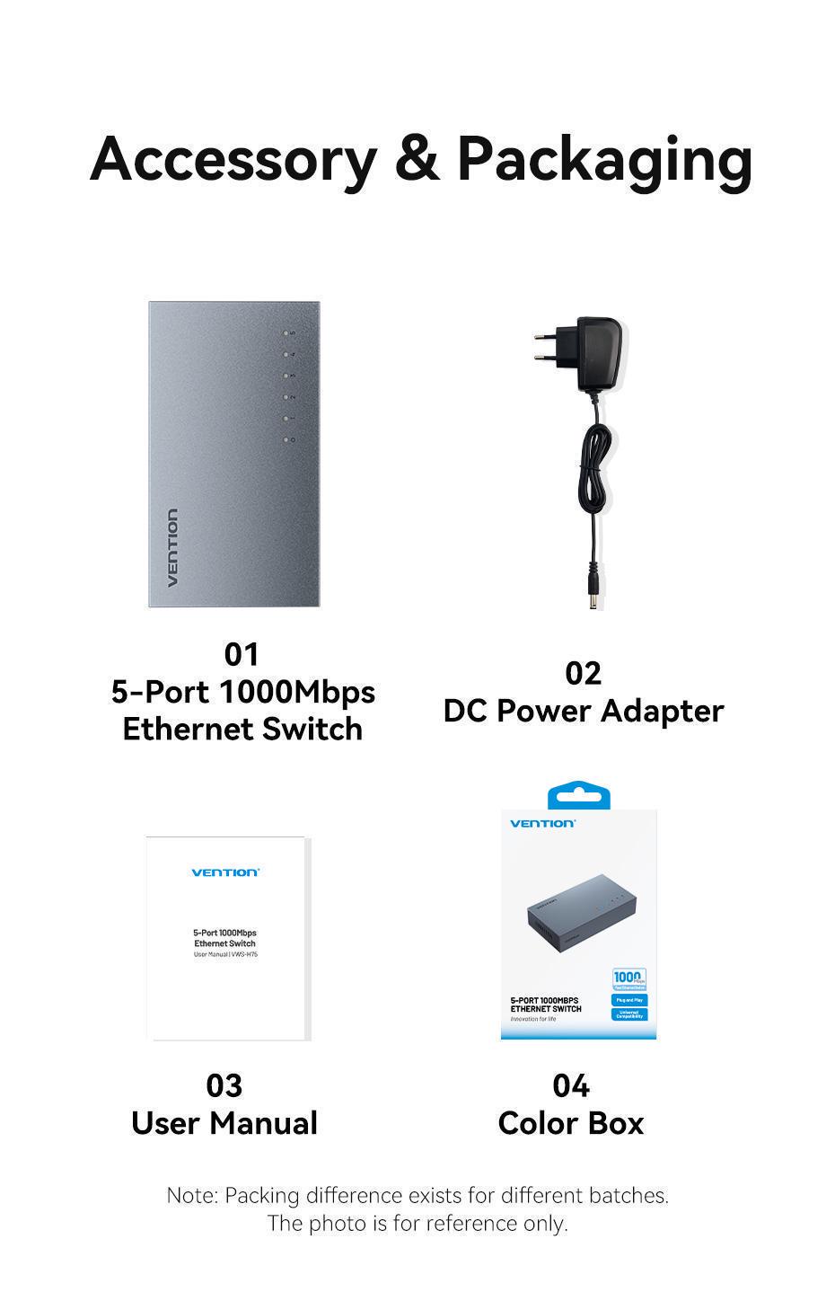 Коммутатор сетевой Vention 5 портов 1000 мбит/с алюминиевый Серый (ITDH0-EU) - фото 16 Коммутатор сетевой Vention 5 портов 1000 мбит/с алюминиевый Серый (ITDH0-EU) - фото 16