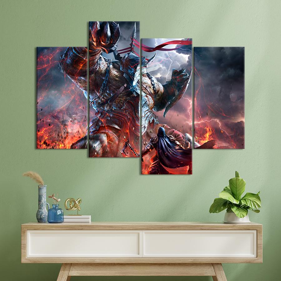 Настенний декор Лорд-воин против гиганта игра Lords of the Fallen 129x90 см (A239-4)
