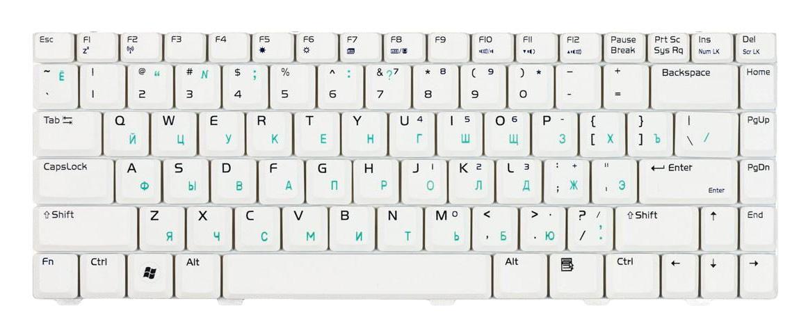 Клавиатура для ноутбука Asus W3/W3J/A8/F8/N80 White
