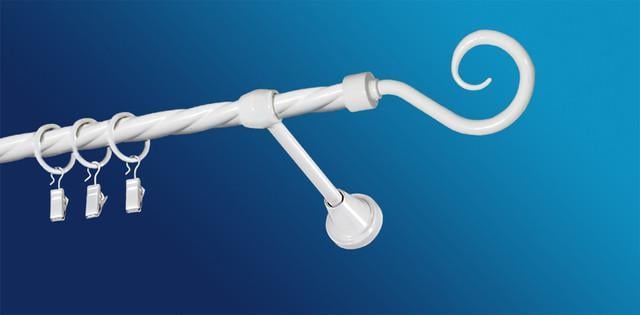 Карниз для штори Plastidea Гак металевий кручений одинарний з прищіпками D 16 мм 300 см Білий - фото 1 Карниз для штори Plastidea Гак металевий кручений одинарний з прищіпками D 16 мм 300 см Білий - фото 1