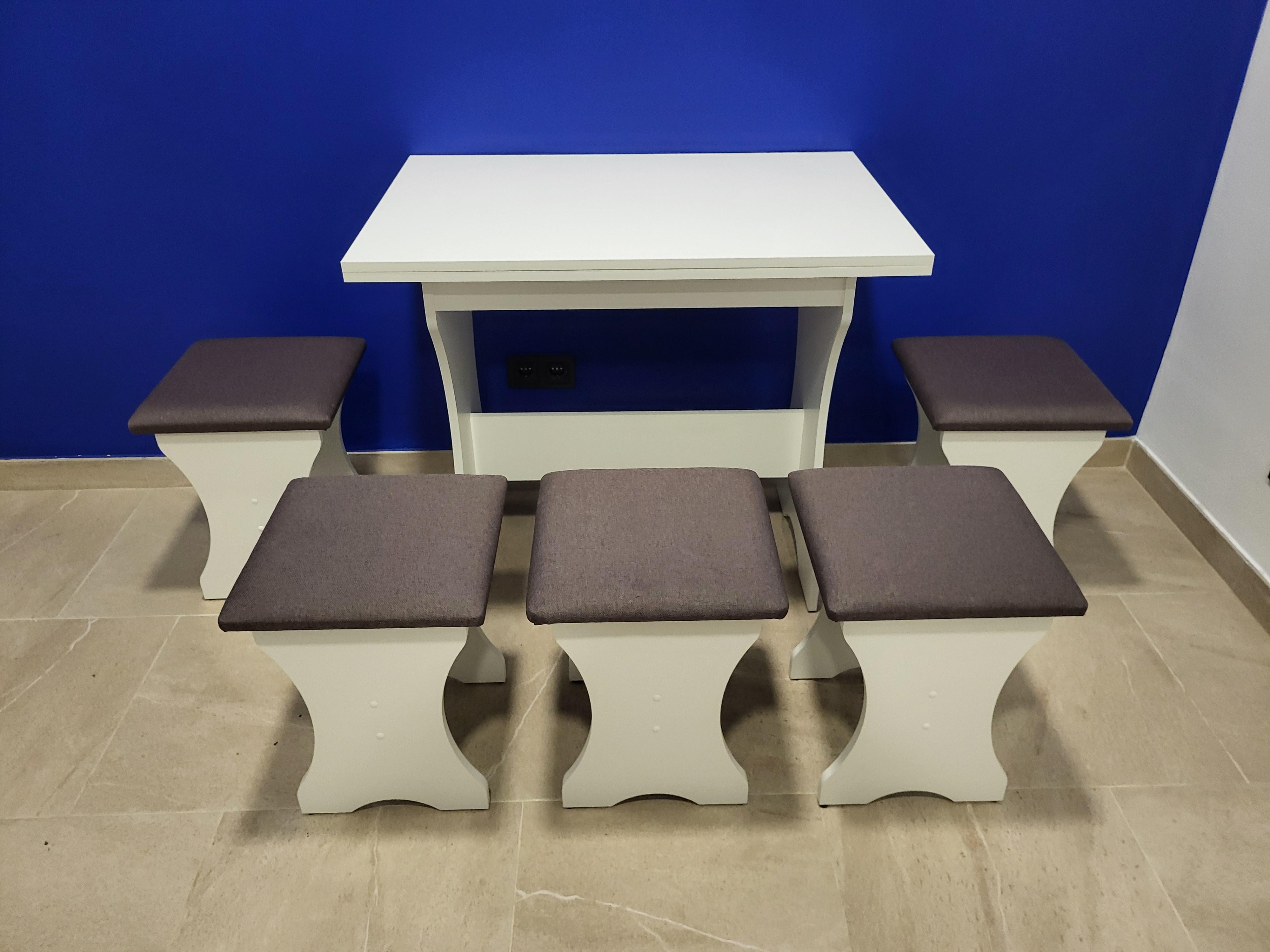 Стіл розкладний та 5 табуреток Сімейний Білий/Бонус Нова (S5T-B-BN)