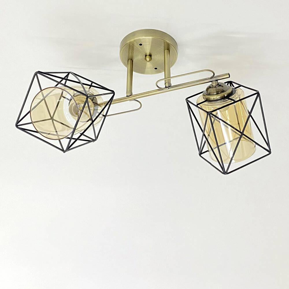 Люстра потолочная Light House SRS-20302/2 плафоны янтарные Бронза/Черный Люстра потолочная Light House SRS-20302/2 плафоны янтарные Бронза/Черный