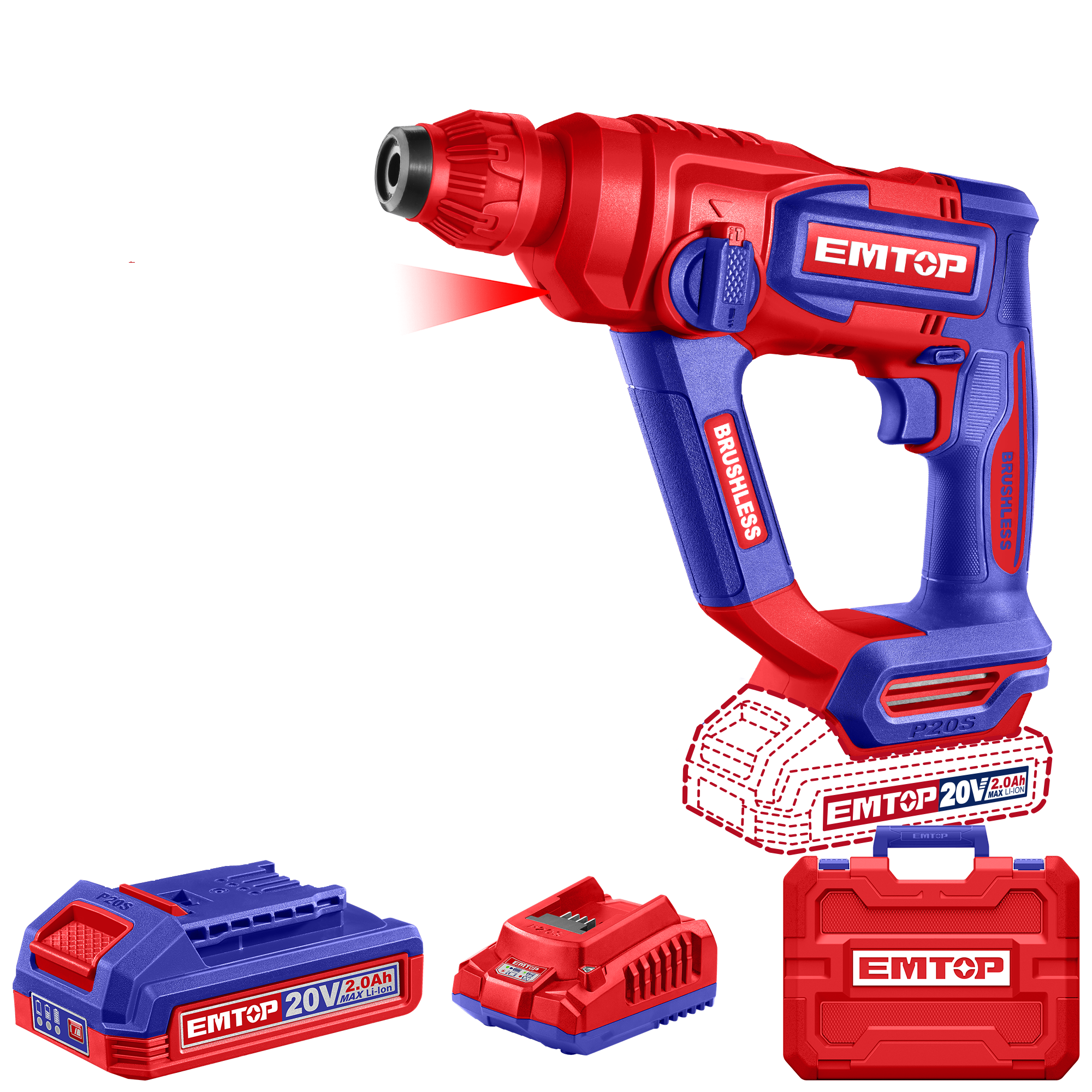 Перфоратор аккумуляторный EMTOP ELRH201881