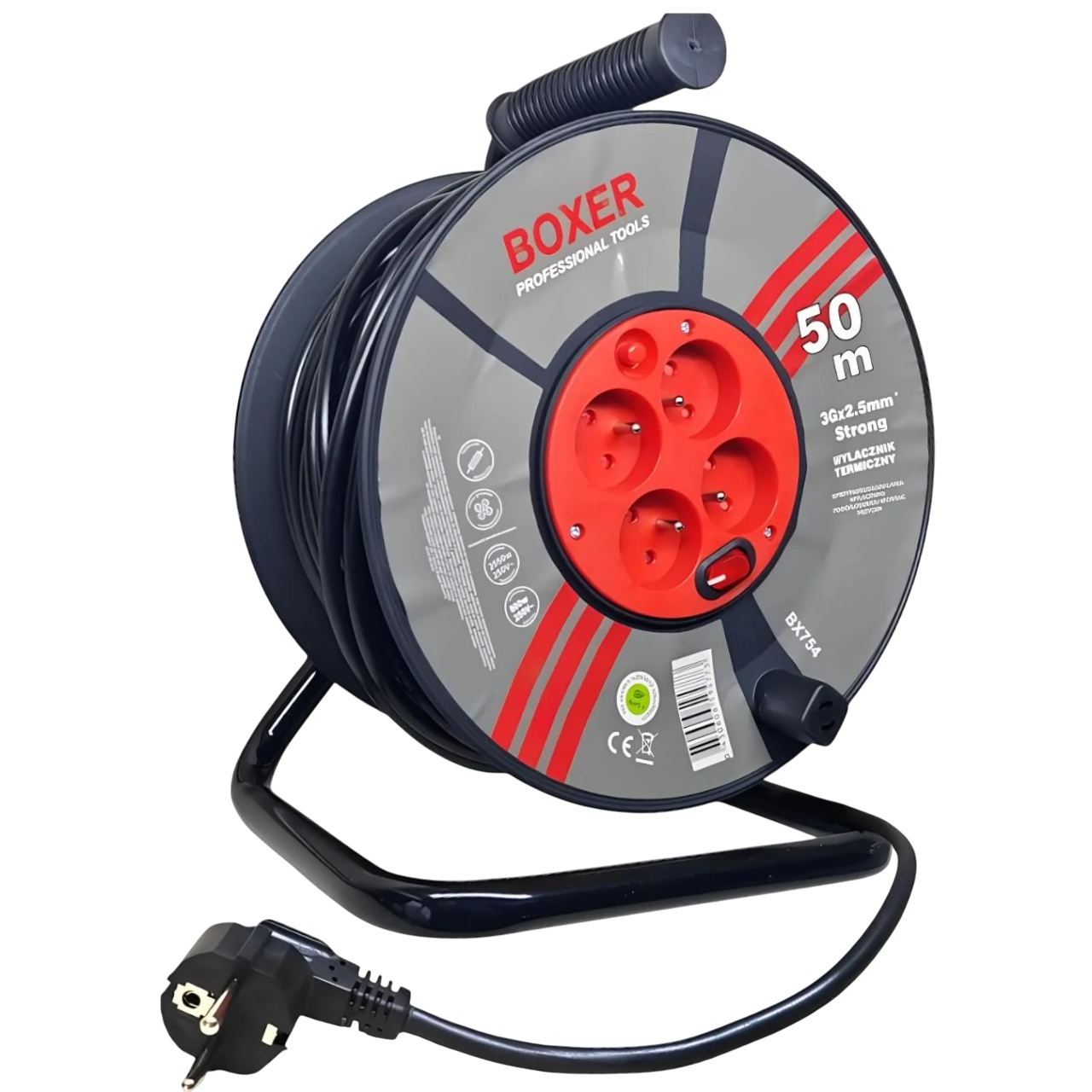 Удлинитель на катушке 4 розетки 3000 Вт 3x2,5 Мм² 50 м (b50)